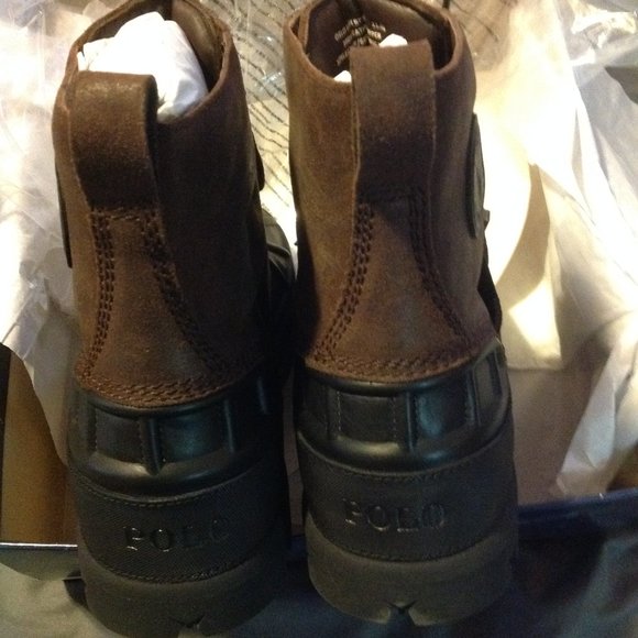 POLO by Ralph Lauren Men's Oslo Waterproof Brown Leather Boots -11.5D-New in Box - Picture 3 of 16